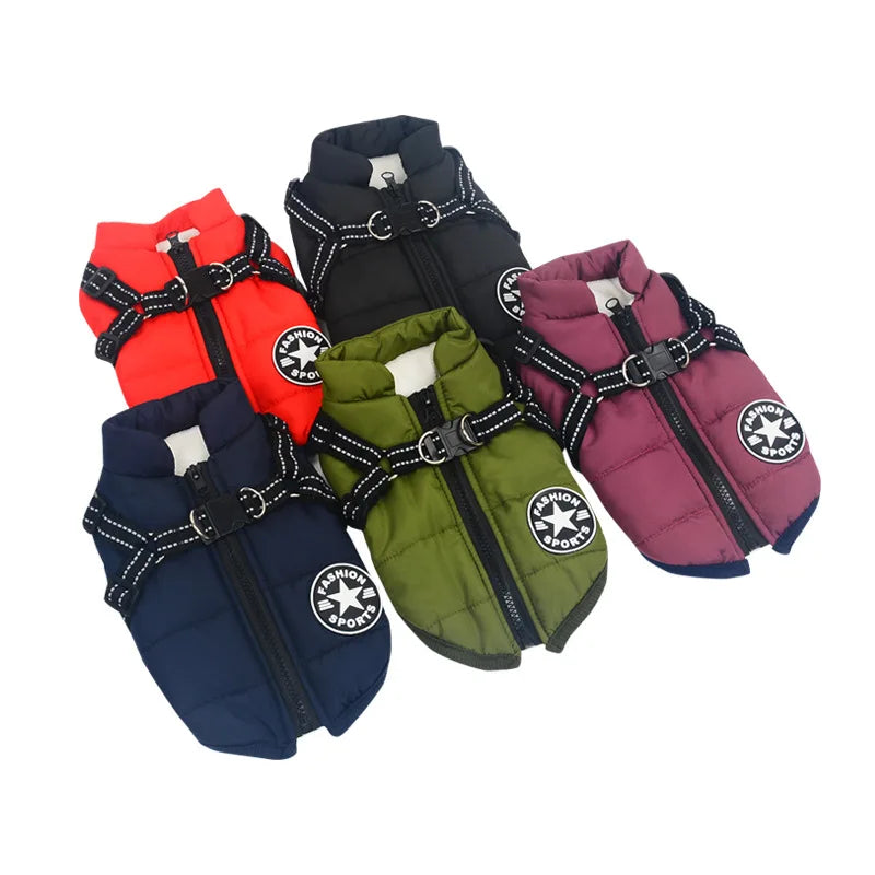 Waterproof Warm Dog Vest Winter With Harness