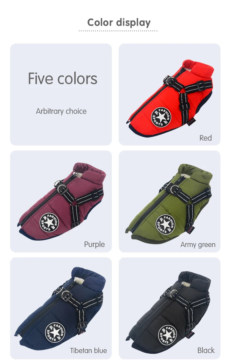 Waterproof Warm Dog Vest Winter With Harness