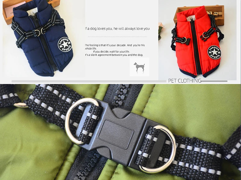 Waterproof Warm Dog Vest Winter With Harness
