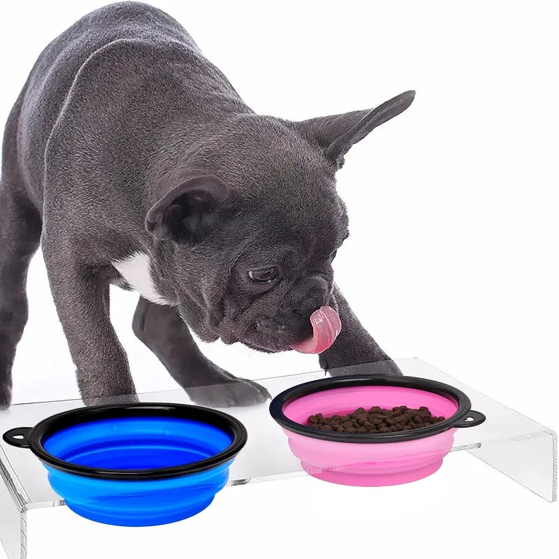 Folding Portable Silicone Dog Feeder Bowl 2 In 1