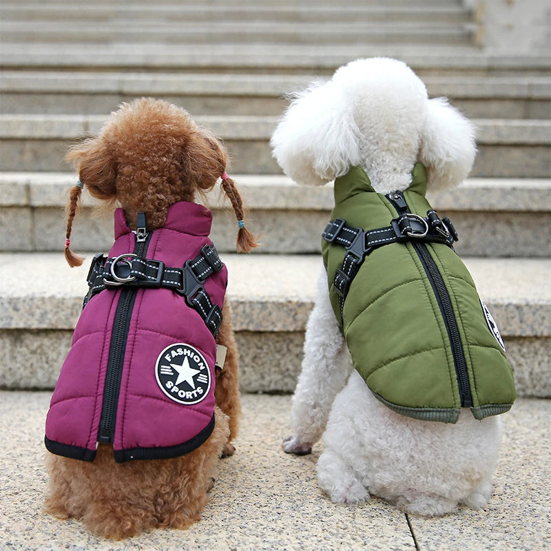 Waterproof Warm Dog Vest Winter With Harness