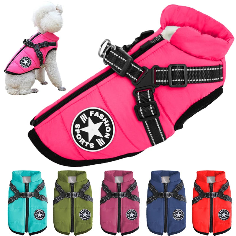 Waterproof Warm Dog Vest Winter With Harness