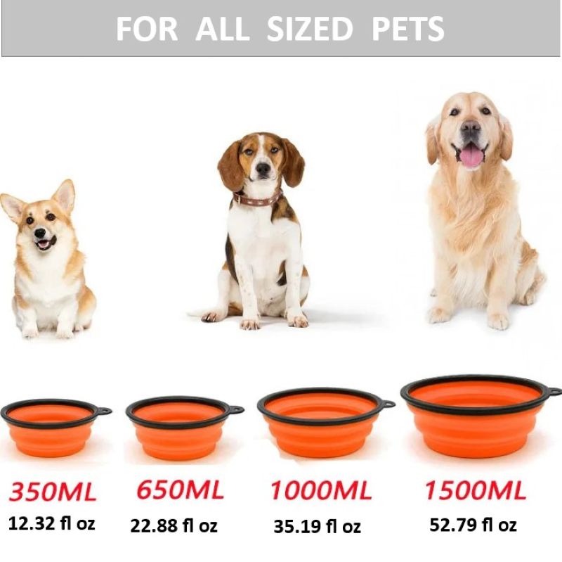 Folding Portable Silicone Dog Feeder Bowl 2 In 1